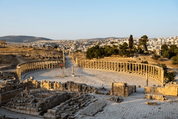 Jerash Roman ruins colonnaded street Jordan